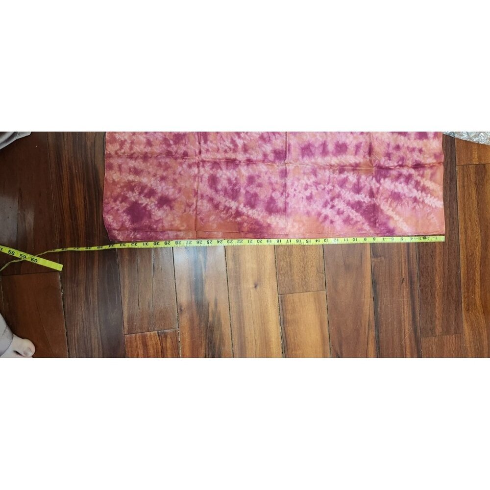 Shibori Dyed Silk Scarf Pink Orange Handmade Artisan Janice Patrignani Long Wrap - Picture 8 of 10